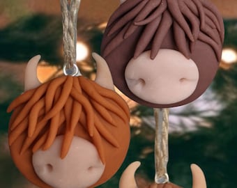 Highland cow clay decoration hanging tree Christmas
