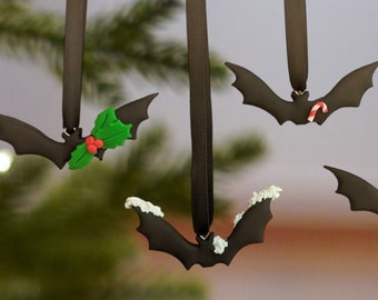 Bat Christmas ornament clay hanging decoration cute