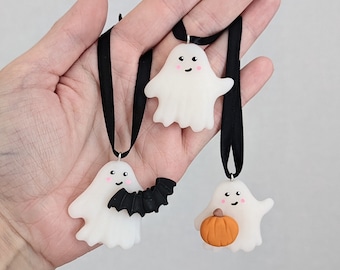 Cute ghost translucent clay ornament decoration Halloween ghostie