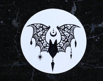 Gothic bat vinyl decal laptop notebook planner