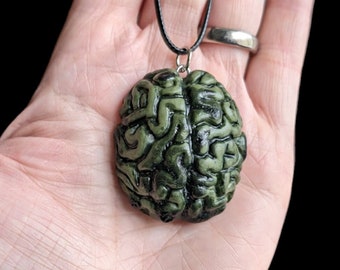 Realistic zombie brains pendant cosplay anatomical jewellery