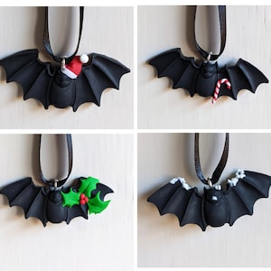 Bat Christmas small ornament clay hanging decoration cute image 1