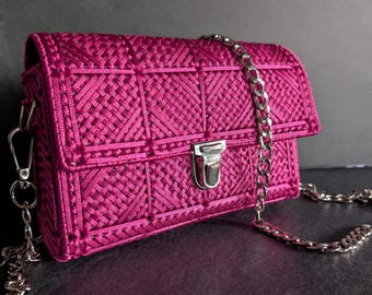 Bolso bandolera de lona plástica con patrón digital bordado de tapiz