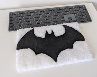 Bat desk rug tufted handmade white black gamer office table desk mousemat wrist rest mouse pad