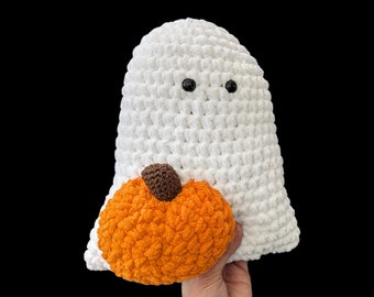 Jumbo ghost plushie with pumpkin