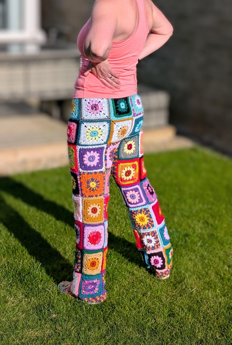 Pants With Square Pattern Sunflower Granny Square Pants Trousers With Gusset Crochet Pattern ...