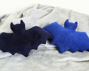 Blue bat small throw cushion scatter cushion fleece