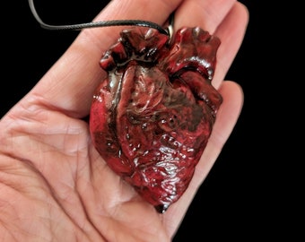Realistic human heart large organ pendant anatomical jewellery