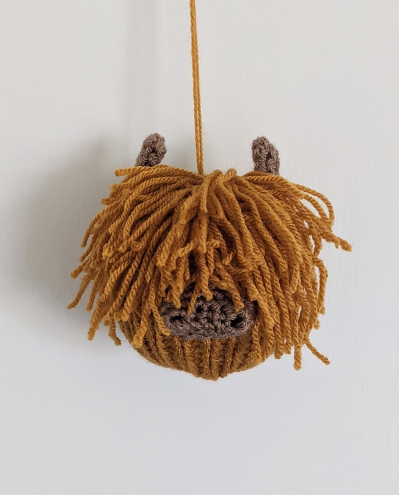 Highland cow Christmas knitted crocheted hanging decoration image 3