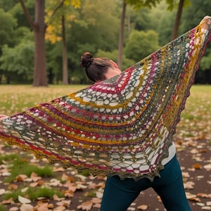 Mandala shawl cottagecore Crochet pattern with video tutorial Autumnal shrug image 2