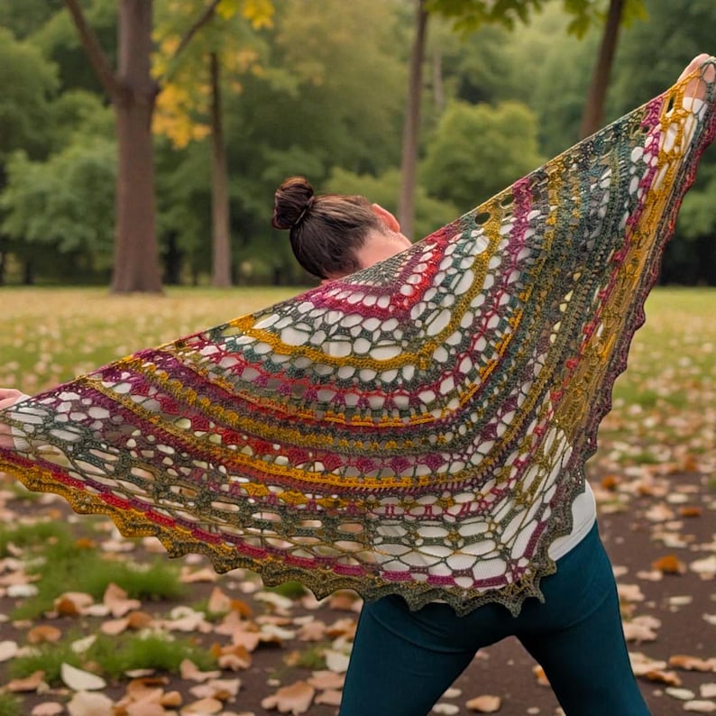 Mandala shawl cottagecore Crochet pattern with video tutorial Autumnal shrug image 2