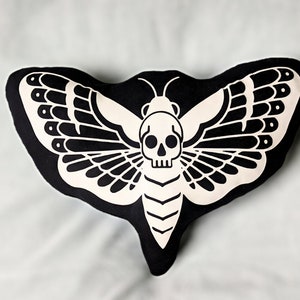 Death's head hawkmoth decorative gothic witch throw cushion scatter cushion