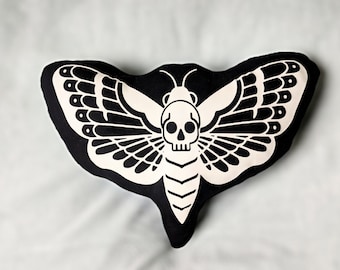 Death's head hawkmoth decorative gothic witch throw cushion scatter cushion