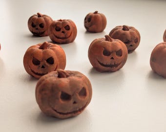 Miniature clay pumpkins set of 5 1.8cm jack o lantern dollhouse decor mini fairy garden