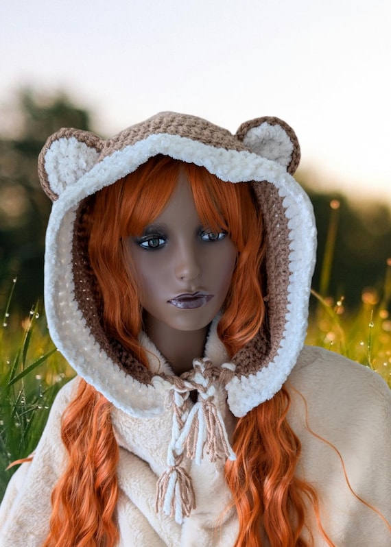 Plush Bear Hood With Ears Woodland Winter Brown Hooded Warm  display picture 3