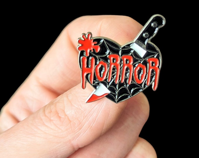 Horror movie pin love enamel badge