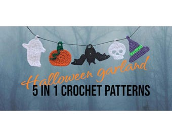 5 in 1 Halloween garland bunting applique pattern pdf