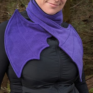 Bat snuggle fleece scarf reversible purple black
