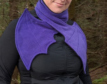 Bat snuggle fleece scarf reversible purple black