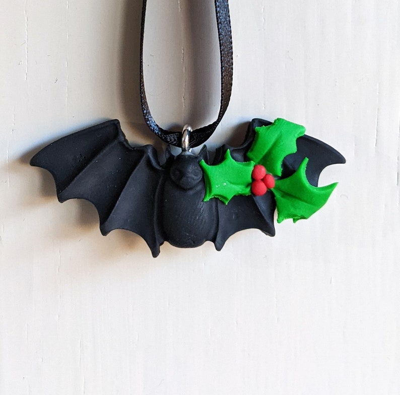 Bat Christmas small ornament clay hanging decoration cute image 7