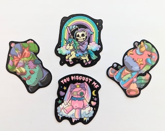 Pastel goth waterproof sticker set of 4