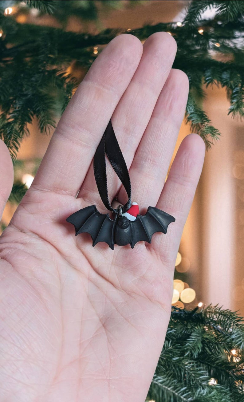 Bat Christmas small ornament clay hanging decoration cute image 10