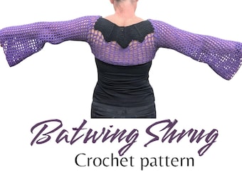 Patrón de crochet para top corto tipo murciélago con mangas de malla para otoño