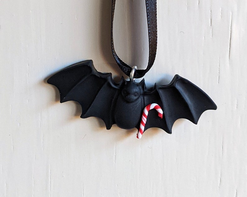 Bat Christmas small ornament clay hanging decoration cute image 6