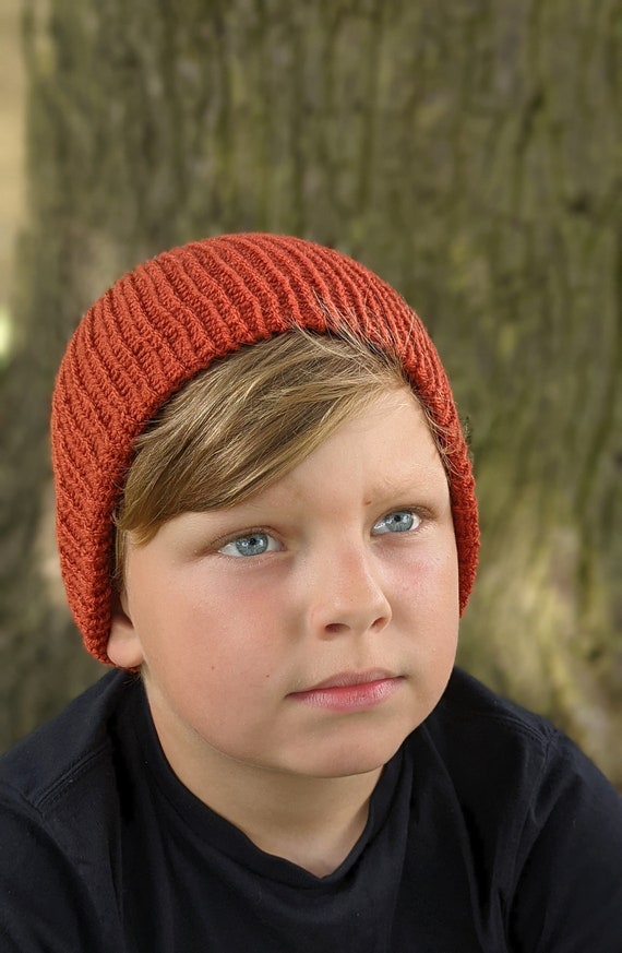 Adult Burnt Orange Beanie Hat Winter 