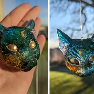 Cat resin window car decor large sun catcher moon