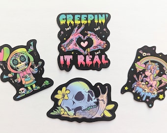 Pastel goth waterproof sticker set of 4