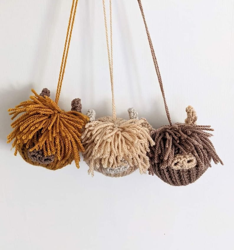 Highland cow Christmas knitted crocheted hanging decoration image 1
