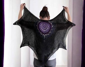 Mandala Fledermaus Schal Shrug mit Häkelanleitung pdf