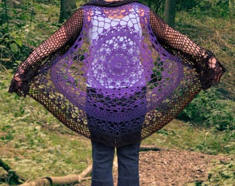 Mandala cardigan duster shawl summer crochet pattern pdf