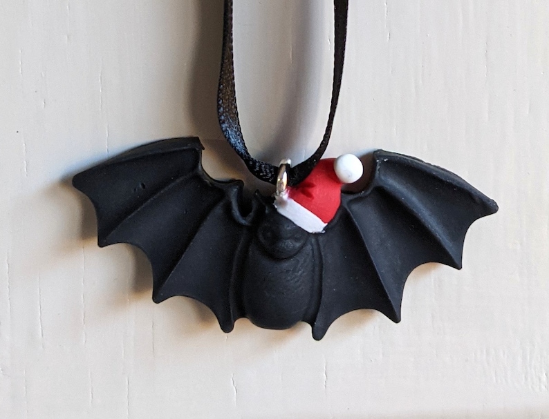 Bat Christmas small ornament clay hanging decoration cute image 9