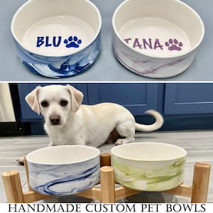Personalized Handmade Ceramic Pet Bowls, Custom Marbled Bowl, Pet Gift,  Treat Dish - for Small/Medium Dogs & Cats