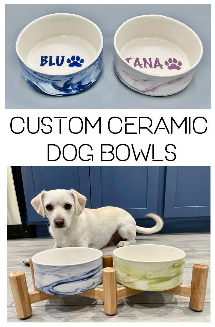 Personalized Handmade Ceramic Dog Bowls Custom Marbled Dog Bowl Dog Gift Puppy Gift for Small medium Dogs Dishwasher Microwave Safe Etsy
