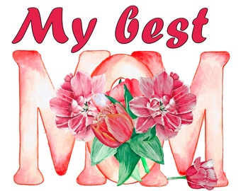 Tulipas em formato de coração PNG: Design floral em aquarela para o Dia das Mães, cartão imprimível (download digital)