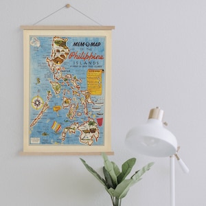 Philippinen Landkarte von 1945 Gerahmt Leinwanddruck| Wand kunstdrucke| LeinwandBild| Fertig zum Aufhängen| Moderne Wandkunst| Vintage Landkarte Wanddekoration