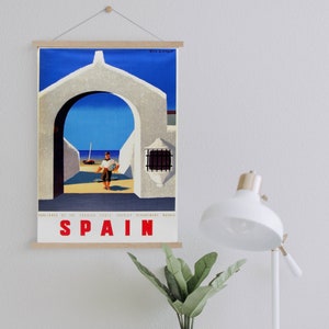 Hänger Gerahmt Leinwand Druck von Vintage Spanien Reise Werbung| Wand kunstdrucke| LeinwandBild| Fertig zum Aufhängen| Vintage Wanddekoration
