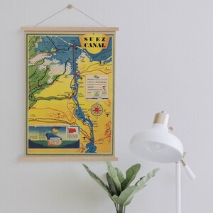 Hanger Framed Canvas Print of Vintage Suez Canal Travel Advertisement| Wall Art Prints| Canvas Wall Art| Ready to Hang| Vintage Wall Decor