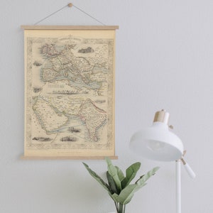 Framed Canvas Map of Route To India from 1851| Wall Art Prints| Canvas Wall Art| Ready to Hang| Modern Wall Art| Vintage Map Wall Decor