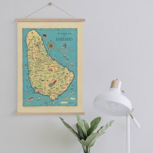 Barbados Map from 1946 Framed Canvas Print| Wall Art Prints| Canvas Wall Art| Ready to Hang| Modern Wall Art| Vintage Map Wall Decor
