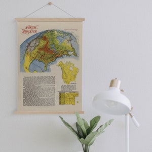 Nordamerika Karte von 1944 Gerahmt Leinwanddruck| Wand kunstdrucke| LeinwandBild| Fertig zum Aufhängen| Moderne Wandkunst| Vintage Landkarte Wanddekoration