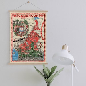Cameroon Map from 1950 Framed Canvas Print| Wall Art Prints| Canvas Wall Art| Ready to Hang| Modern Wall Art| Vintage Map Wall Decor