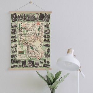 Hanger Ingelijst Canvas Print van Brooklyn naar Manhattan Travel Advertentie| Kunst aan de muur afdrukken| Canvas Kunst aan de Muur| Klaar om op te hangen| Vintage Muur Decor