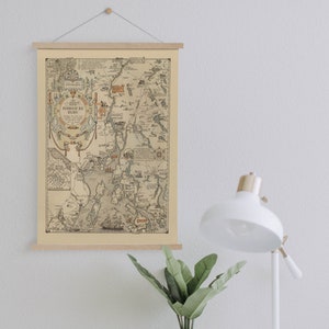 1940er Jahre Bildkarte von Penobscot Bay auf Leinwand Druck mit Aufhängerahmen| Vintage Landkarte| Kunst Leinwand für Zuhause & Büro Dekoration
