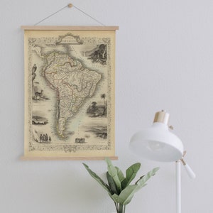 Südamerika Karte von 1851 Gerahmt Leinwanddruck| Wand kunstdrucke| LeinwandBild| Fertig zum Aufhängen| Moderne Wandkunst| Vintage Landkarte Wanddekoration