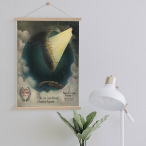 Hanger Ingelijst Canvas Print van Vintage Florida Travel Advertentie| Kunst aan de muur Prints| Canvas Kunst aan de Muur| Klaar om op te hangen| Vintage Muur Decor
