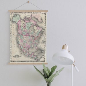 Nordamerika Karte von 1862 Gerahmt Leinwanddruck| Wand kunstdrucke| LeinwandBild| Fertig zum Aufhängen| Moderne Wandkunst| Vintage Landkarte Wanddekoration